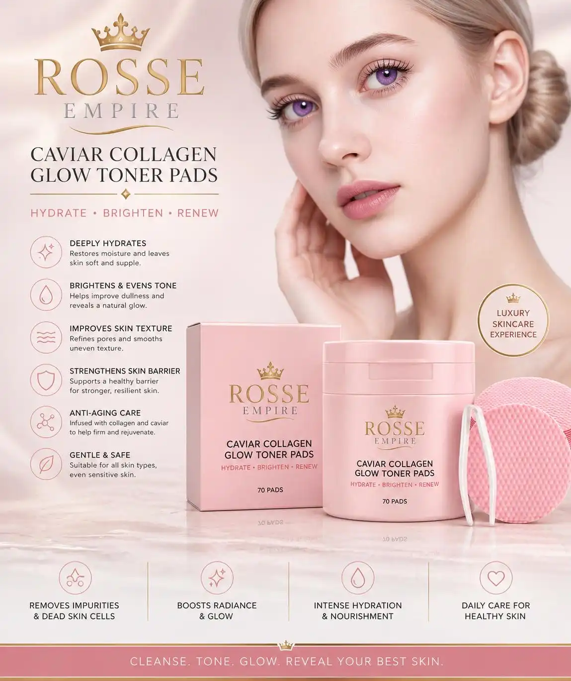 Caviar Collagen Glow Toner Pads Benefits